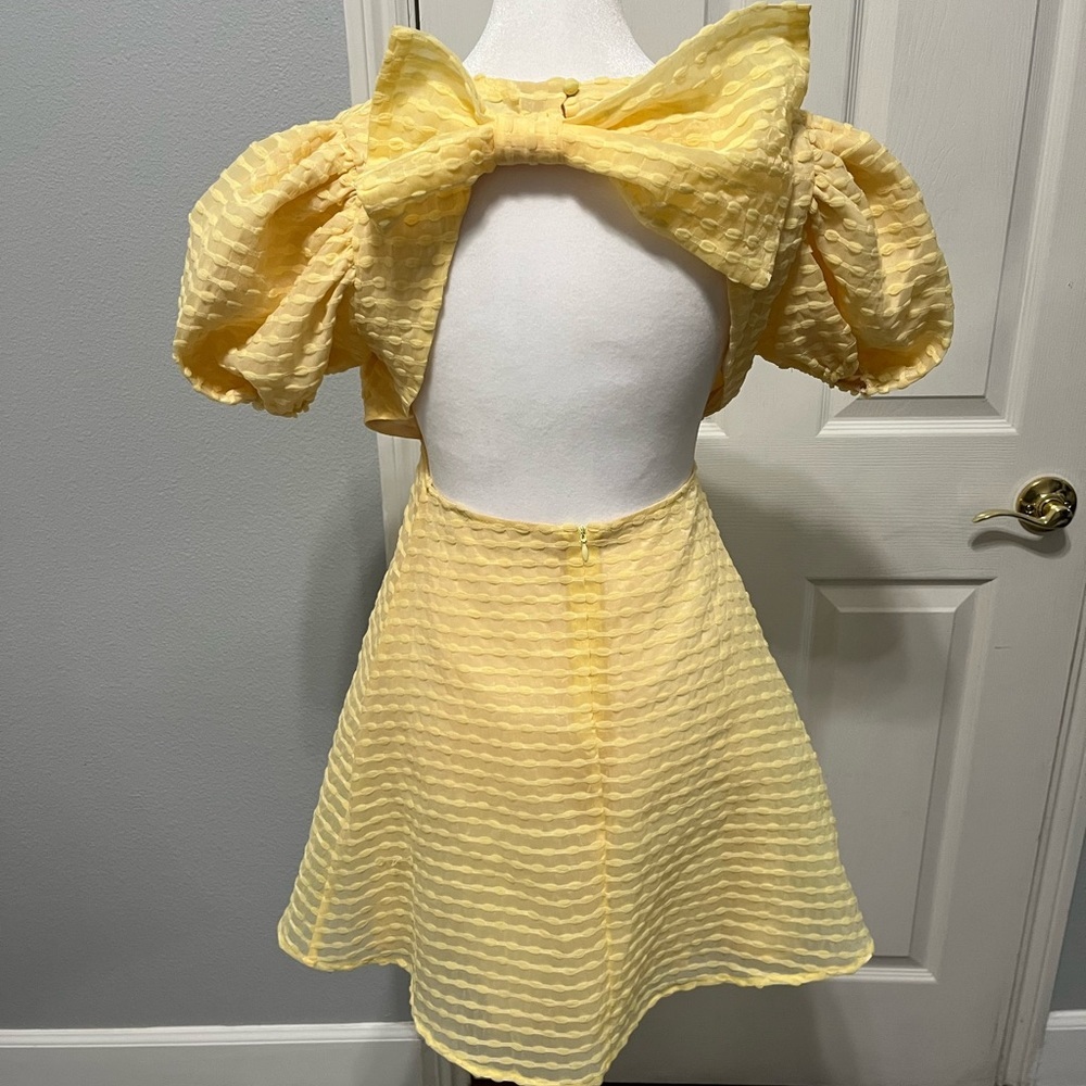 Sister Jane Yellow Puff Sleeve Mini Dress Size Small - Picture 3 of 12
